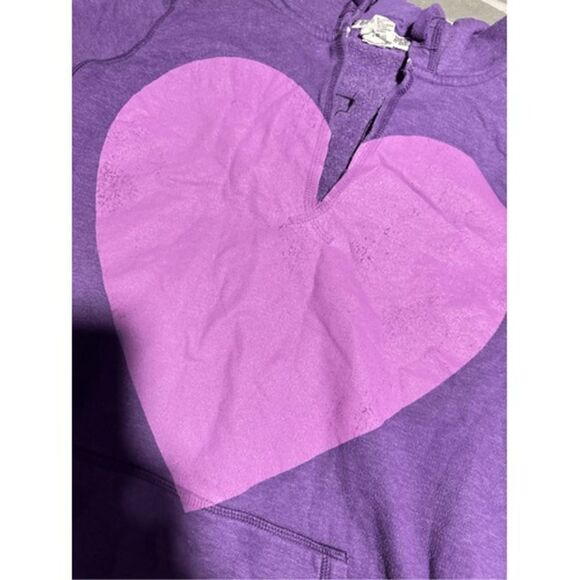 Victoria's Secret PINK LOVE PINK Rainbow Logo Purple Heart Hooded Sweatshirt - Picture 6 of 6